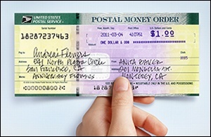 Money order with difficult background