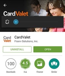 CardValet download screen