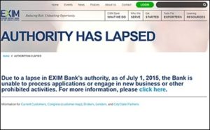 ExIm Bank website notice