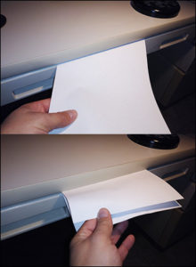 Folded paper in drawer example