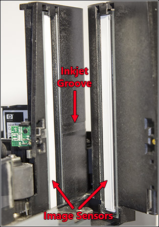 Inkjet image sensor assembly groove