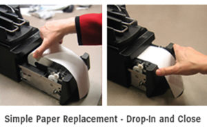 Teller receipt printer - paper tray
