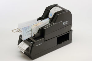 Teller receipt printer with scanner and checks