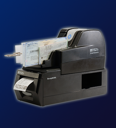 ReceiptNOW printer stacked underneath a check scanner.