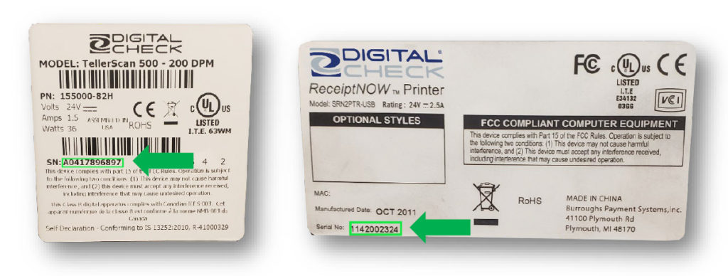 scanner serial number labels.
