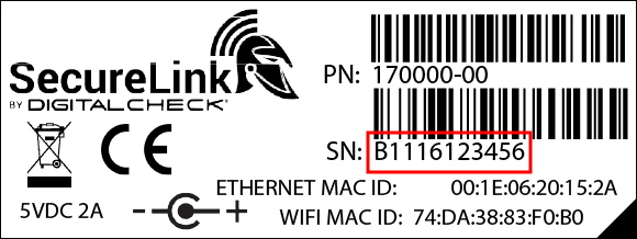 SecureLink label with blackened corner.